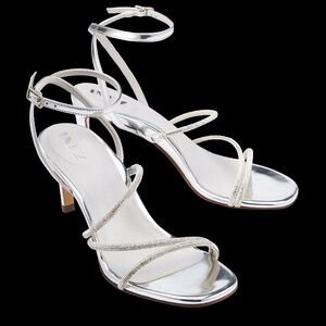 Inez Sofia: Silver Metallic with Crystals Size 7.5